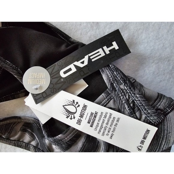 HEAD Black Gray Geometric Dri -Motion T- Back Sports Bra Top Size XS - Picture 5 of 8